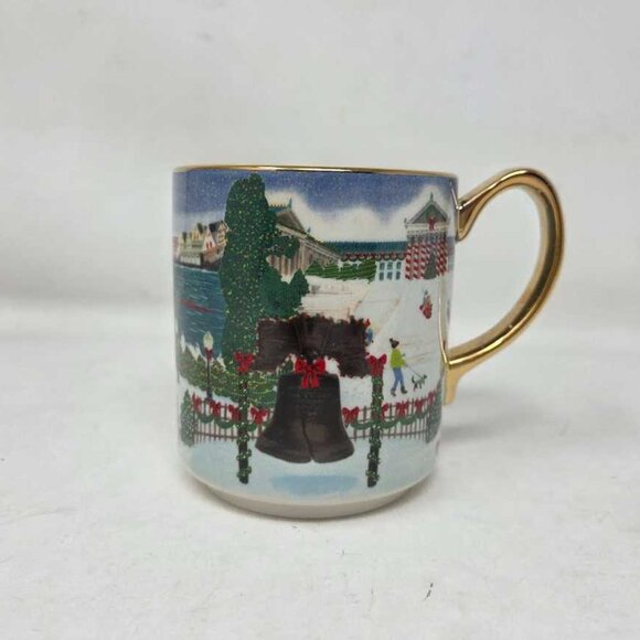 Anthropologie Philly holiday in the city stoneware Christmas mug Philadelphia 2 - Picture 1 of 7